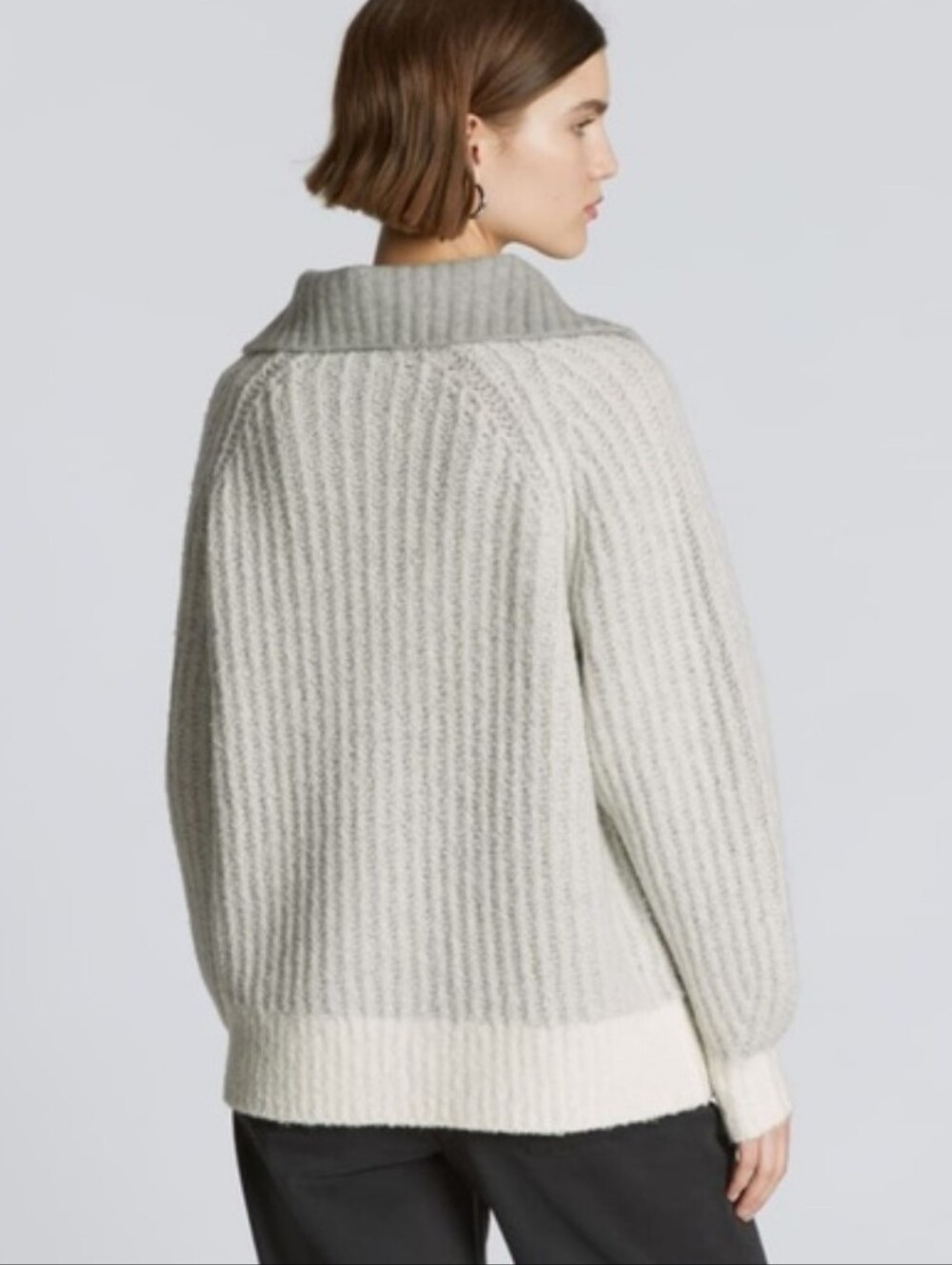 Everlane Grey Luxe Teddy Wool Oversized Half Zip Knit Sweater - Picture 4 of 16